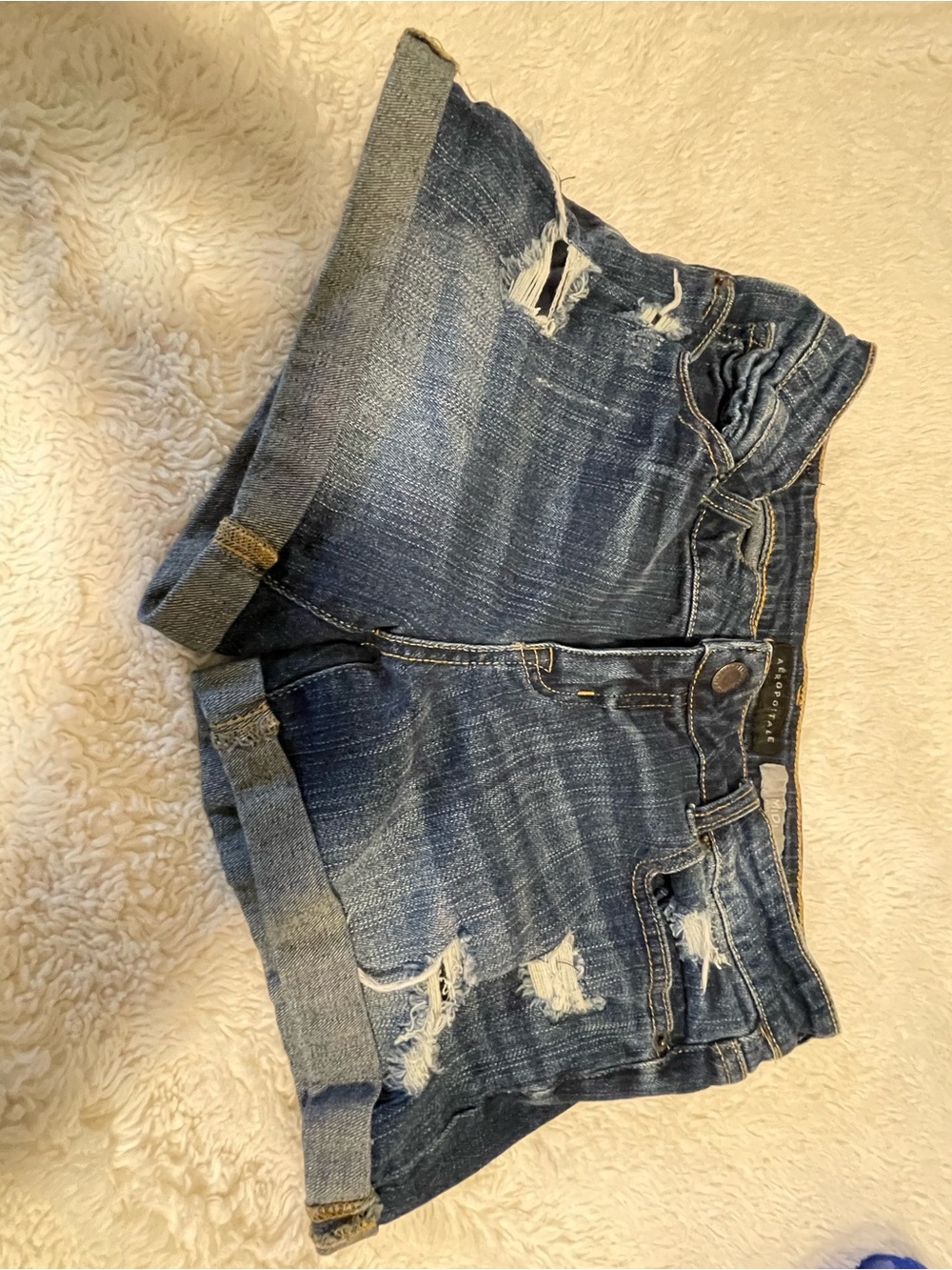 Aeropostale Distressed Dark Blue Denim Jean Shorts. Item #11627